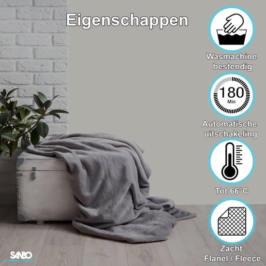 Couverture électrique Sanbo, 120 x 160 cm, lavable en machine, Couverture chauffante