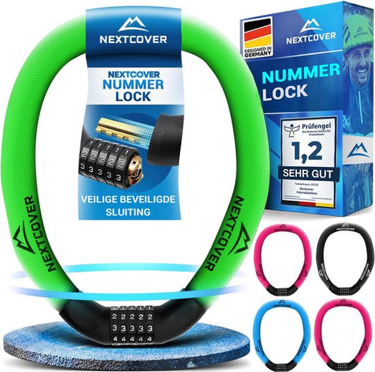 NEXTCOVER® Digit Lock Cadenas pour vélo - L'original - [SAFESECURE] Haute sécurité - Cadenas pour vélo avec code à 5 chiffres, cadenas pour vélo en acier - Cadenas pour vélo parfait pour e-bike - Cadenas à chaîne Vegetable