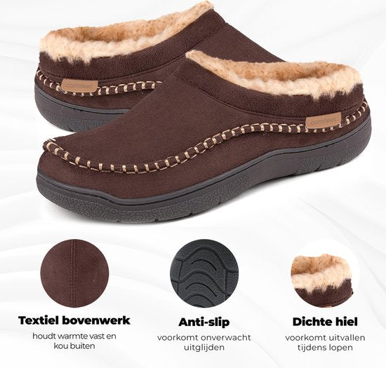 Chaussons Hommes - Chaussons - Mocassins - Tan - Antidérapant - Taille 44/45 - Comfeet