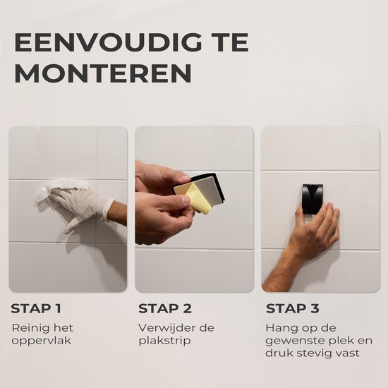 Porte-serviettes - 2 pièces - Porte-serviettes auto-adhésif - Porte-serviettes salle de bain/cuisine - acier inoxydable - Noir