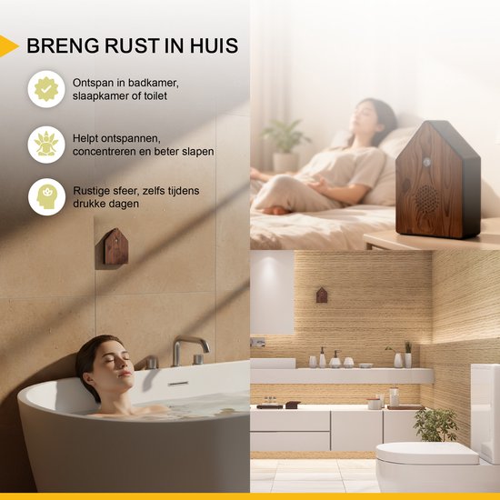 UPLY Maison d'oiseau avec son - Maison d'oiseau avec capteur - 5 sons naturels pour WC - Détecteur de mouvement - Boîte à boutons - Cadeau - Fixation incluse