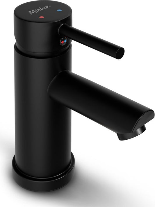 Mirlux Robinet de lavabo noir - Mélangeur de lavabo salle de bain - Robinet de lavabo - Robinet de lavabo / WC - Robinet - Robinet d'eau froide et chaude - Robinet de toilette eau froide et chaude