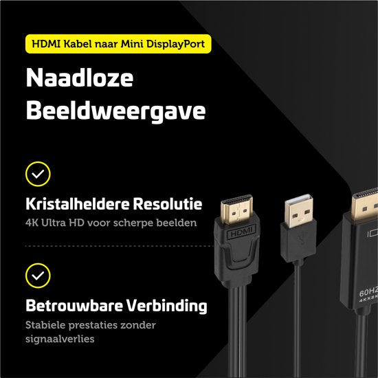 Garpex® Câble HDMI vers DisplayPort - 4K Ultra HD 60Hz - 1,8 mètre