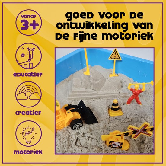KidzKraze® Building World Play Sand - 1,6 kg de sable brun collant pour l'intérieur - Avec moules et jouets - Boîtier de jeu et de rangement inclus - Sensoriel - Jouets - bac à sable pour enfants - The Big Toy Book 2025