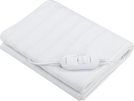 Couverture électrique Bloomfold - 150 x 80 cm - Lavable en machine - 1 personne - 3 niveaux - Couverture chauffante - Blanc/polyester