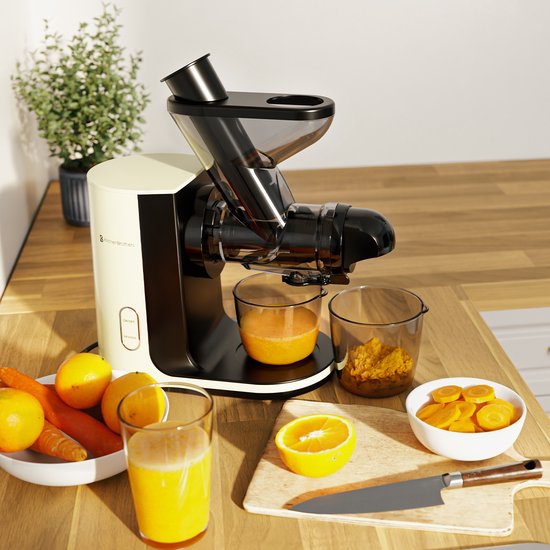 KitchenBrothers Slowjuicer - Presse-agrumes - Presse-légumes et fruits - alimentation 43 mm et 60 mm - 400 ml - Champagne