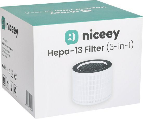 Niceey - Filtre à air HEPA 13 - Purificateur d'air - Convient à tous les appareils équipés d'un filtre HEPA13 - Filtre HEPA - Blanc - ATTENTION DIMENSION : L20 X L20 X H20 CM