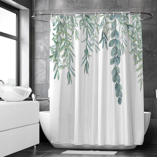 Loti Living Rideau de douche anti-moisissure - Plante suspendue - Anneaux inclus - Imperméable - Polyester - Rideau de douche 180x200 cm