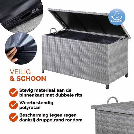 Casaria Boîte de rangement - Résistant aux intempéries 122x56x61cm 420L - Gris