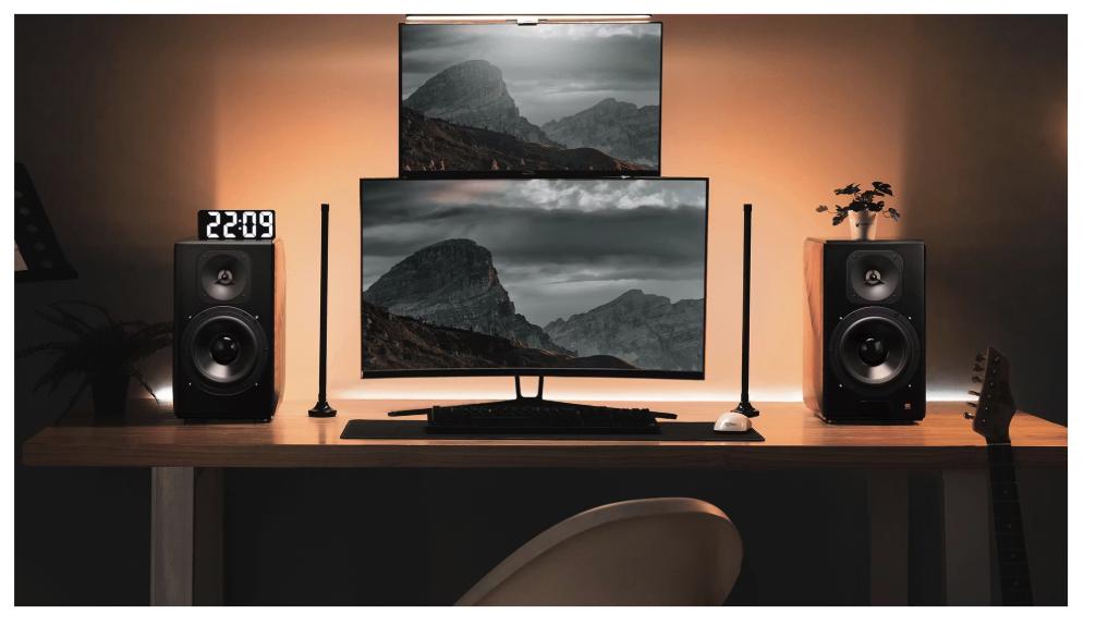 Edifier - S3000MKII Premium Active 2.0 Speakers - 256 W RMS - Black & Brown Wood - Hi-Res Audio & Bluetooth 5.0 - Wirelessly Connected System - Ultimate Sound Experience
