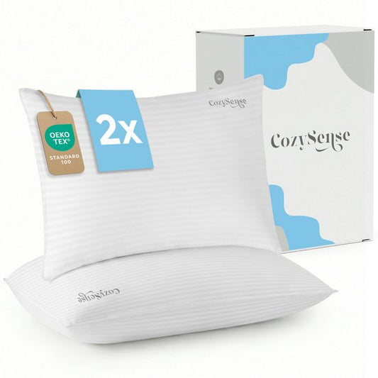 Oreiller CozySense® - Lot de 2 - 50x70 CM - Oreiller de sommeil de qualité supérieure - Enveloppe 100% coton - Oreiller - Oreiller de soutien pour les dormeurs sur le côté, le ventre et le dos