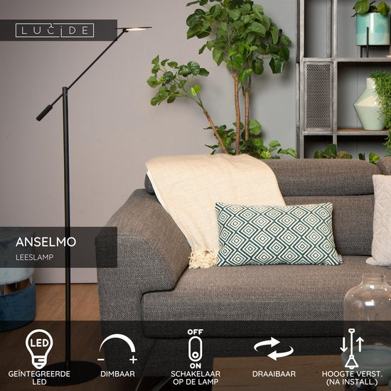 Lucide ANSELMO - Liseuse - Ø 25 cm - LED dimmable - 1x9W 3000K - Noir