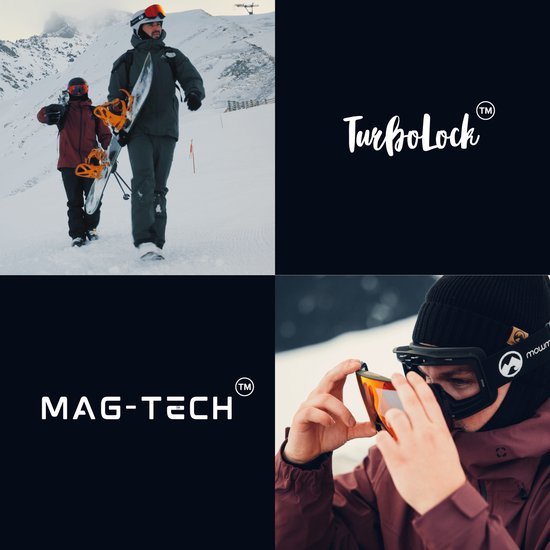 MowMow LOCAL Masque de ski Homme L/XL + lentille supplémentaire - Magnétique - Bio-Frame - R-Strap - UV400
