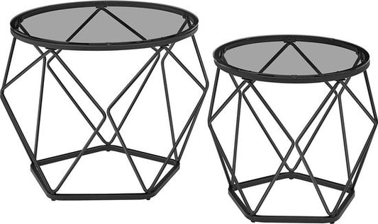 Set de 2 tables d'appoint - tables d'appoint - verre trempé - acier - léger - montage facile - design moderne - 50 cm x 40 cm x 40 cm et 40 cm x 36 cm x 36 cm