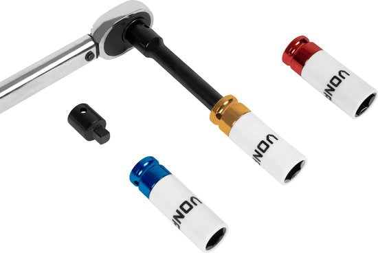 Clé dynamométrique VONROC ½" - 470mm - 28-210Nm - Comprend un jeu de 3 douilles, une rallonge et un réducteur/adaptateur