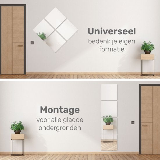 Miroir adhésif XL - Luft - 40x40 - 4 pièces - Décoration murale