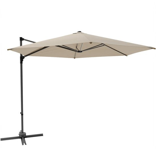 Parasol - LifeGoods - Ø300 cm - 30° inclinable - One-push System - Imperméable - avec housse - Taupe