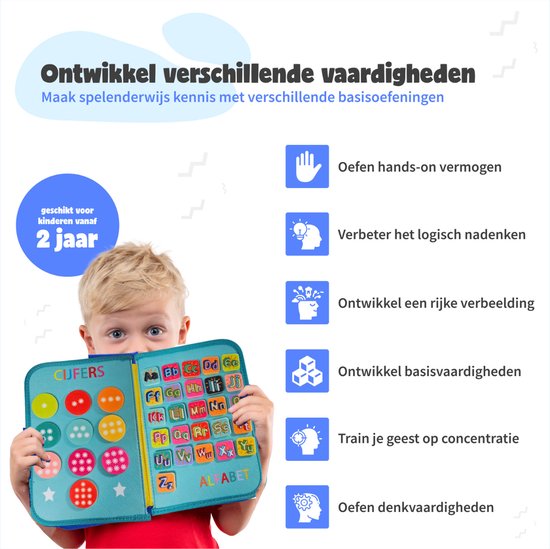 MontiPlay® Montessori Toys - Jouets sensoriels - Activity Board - Busy Board - Montessori for home - Educational - Sensomotor Toys - Green