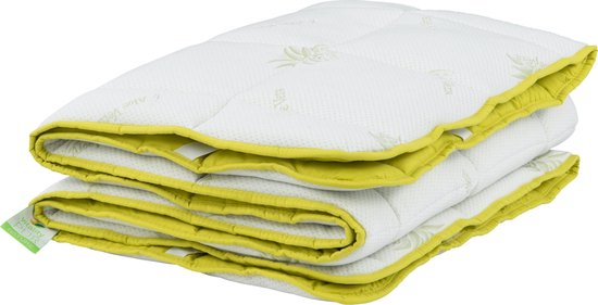 Protège-matelas Aloe Vera - Vitality Pur - Confort supplémentaire et protection du matelas - 160x200 cm - Blanc et jaune