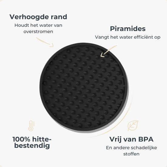 Castagnola Sous-verres en silicone - Sous-verres pour verres - Sous-verres design avec support - Set de sous-verres - Antidérapant - Lot de 14 - Noir