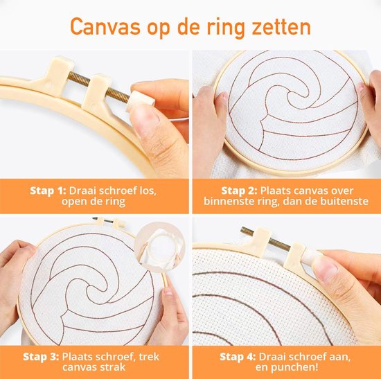 Happy Goods Punch Needle kit 2 designs SEA VIEW - Cercles de broderie avec aiguilles à broder et fil à broder - 18 couleurs set - Kit complet de broderie pré-imprimée pour adultes - hobby créatif