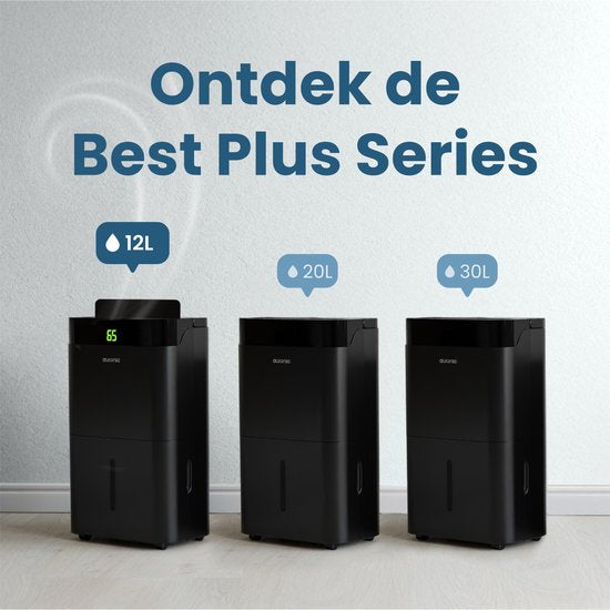 Déshumidificateur et purificateur d'air Auronic - Better Plus Series - Déshumidifie 12L par jour - Réservoir d'eau de 5L - Chambre à coucher, salle de bain, salon et bureau - Dévoreur d'humidité pour la maison - Noir