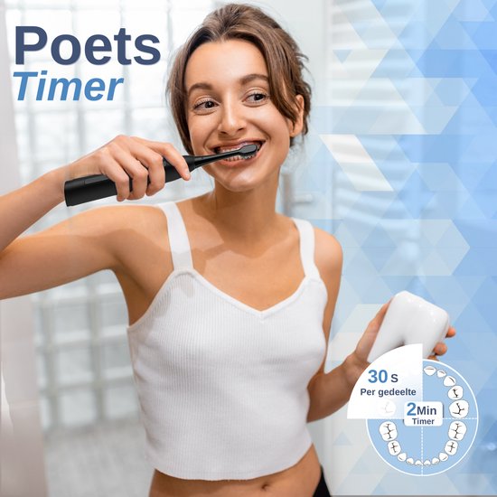 Brosse à dents électrique Vaive Sonic Wave Precision X8900 - 48000 VPM - 5 modes, 3 niveaux - 4 têtes de brossage et étui de voyage