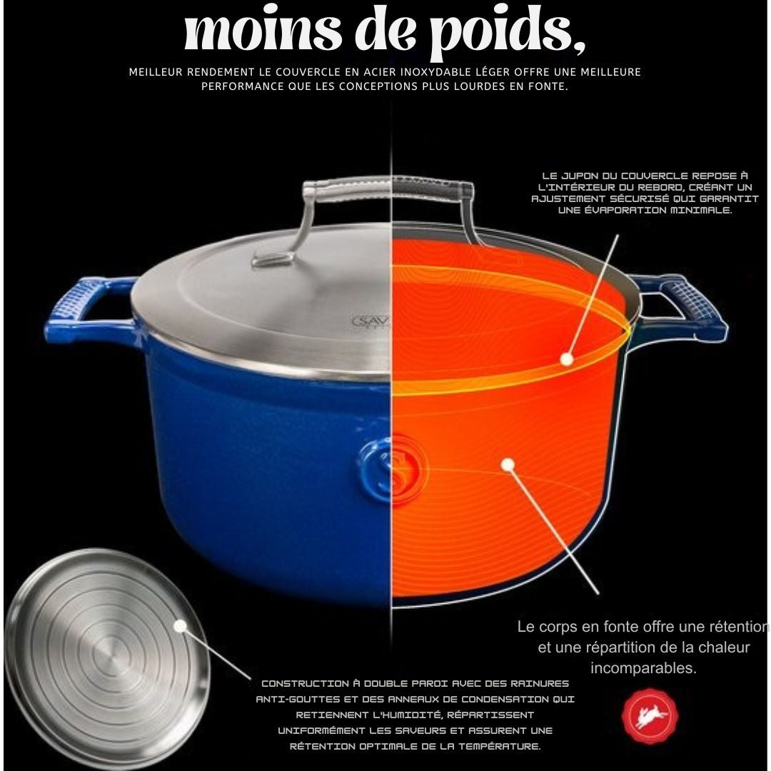 Cocotte en fonte - Saveur Selects - Ø25 cm - Sans PFAS - Compatible induction et toutes sources de chaleur - Gris