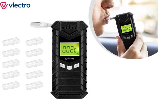 Ethylotest Vlectro - Ethylotest numérique - Rechargeable par USB - Embouts buccaux inclus - Design compact
