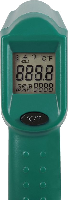VONROC Thermomètre numérique infrarouge - Laser - Plage de mesure -40°C à 530°C - 2 piles incluses