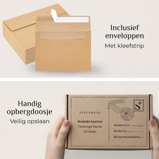 Systemyze 42x Cartes de remerciement avec enveloppe - Cartes de remerciement - Cartes de vœux - Format A6