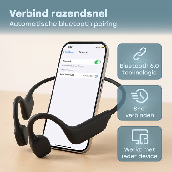 Audyn Bone G2 - Ecouteurs de sport - Ecouteurs à conduction osseuse - Bluetooth - Ecouteurs ouverts - Sans fil - Etanches - 8GB MP3