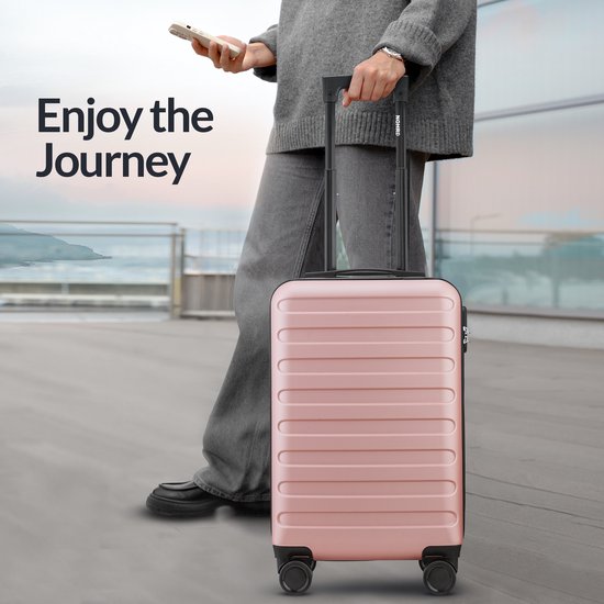 Nohrd Hand Luggage Suitcase - Rose Gold - Travel Suitcase with Wheels - 55x35x20 cm - Hand Luggage Trolley Lightweight - Travel Suitcases - Trolley on Wheels - Suitcases