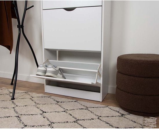 Armoire à chaussures Milton Oldbrook Prato - 3 niveaux - jusqu'à 18 paires de chaussures - 60 x 24 x 119 cm - Blanc