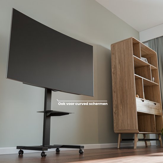 Auronic TV Stand - Pied TV - Mobile - Rotatif - Réglable - Inclinable - Roues avec frein - 32 à 75 pouces - Noir