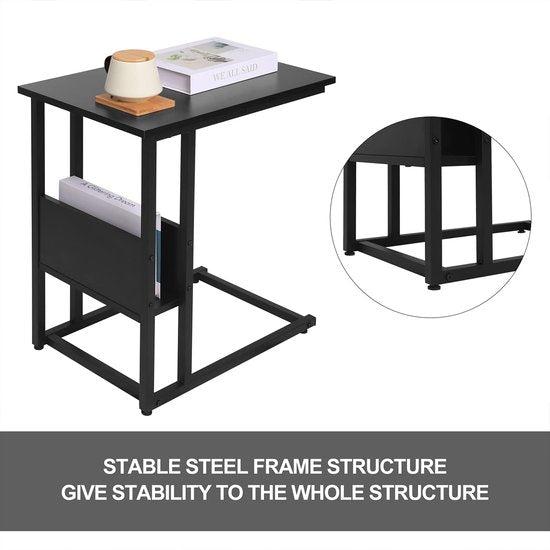 Table basse - Table d'appoint - Table de salon - Table de séjour - Table d'appoint - Noir - 55x36x59.5cm