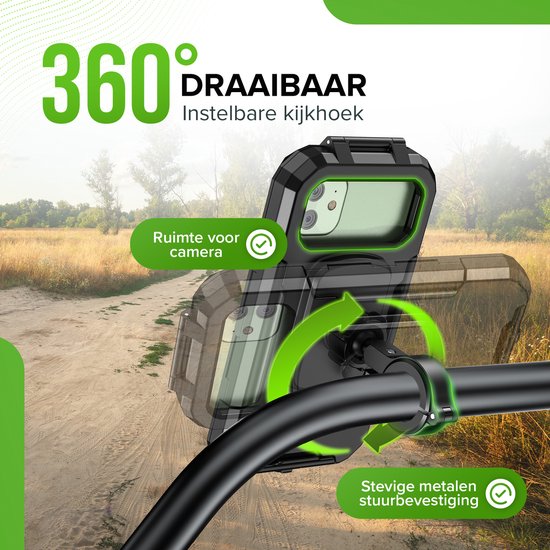 Support de téléphone pour vélo - iSetchi - Étanche - Anti-choc - Noir