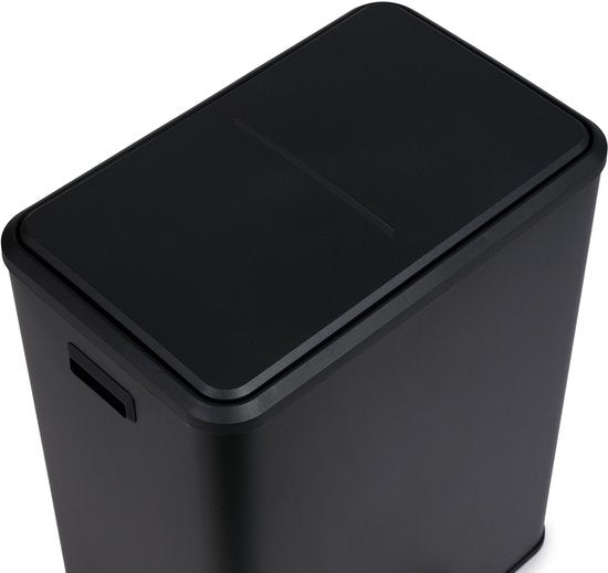 Umuzi Cleaning Double Waste Bin - 60L - Poubelle à pédale - Soft Close - 53x38x66 - Noir mat