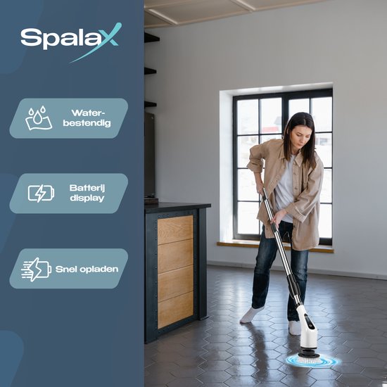 Spalax Brosse de nettoyage électrique - Brosse à récurer - Autolaveuse - Autolaveuse avec manche