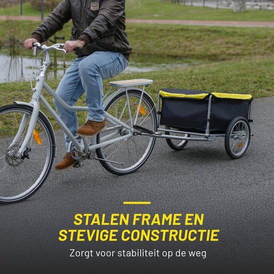 Dunlop Bicycle Trailer - Remorque pour vélo - Remorque pour vélo - Bagages pliable - Remorque pour vélo avec réflecteurs et housse de pluie ajustable - Jaune