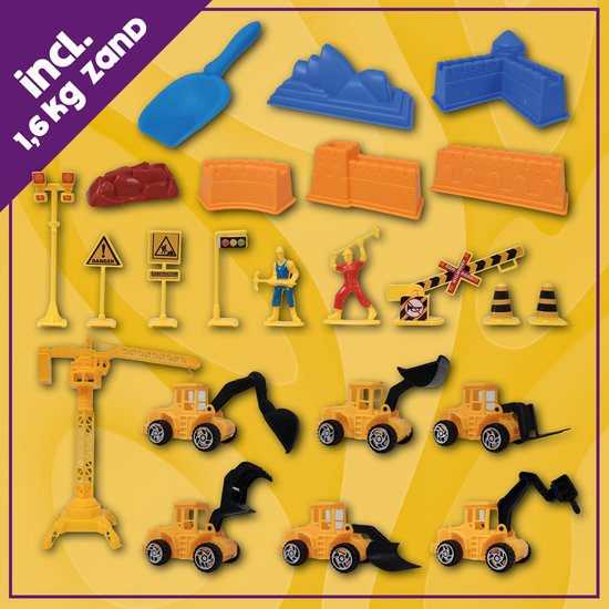 KidzKraze® Building World Play Sand - 1,6 kg de sable brun collant pour l'intérieur - Avec moules et jouets - Boîtier de jeu et de rangement inclus - Sensoriel - Jouets - bac à sable pour enfants - The Big Toy Book 2025