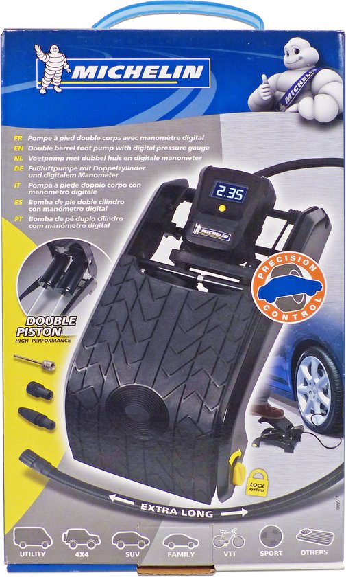 Pompe à pied double Michelin avec manomètre numérique - 7 bar