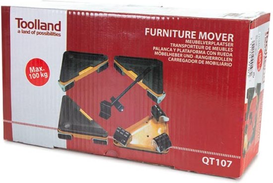 Toolland Kit de transport de meubles avec 4 coins roulants et levier, capacité de charge max. 100 kg