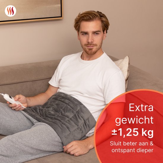 Seranova Coussin chauffant électrique pondéré pour le dos, les pieds, la nuque, les épaules, l'abdomen - Coussin chauffant - Coussin chauffant - Machine à laver - 60x30cm - Gris