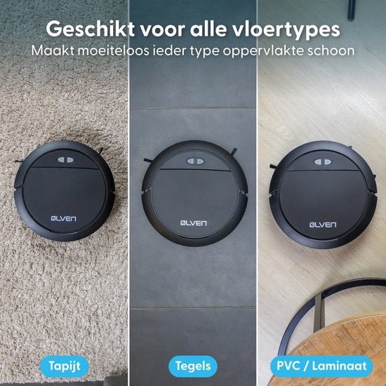 Ølven Robot aspirateur avec fonction balayage - App - Station de recharge - Convient aux animaux domestiques - Robot balayeur