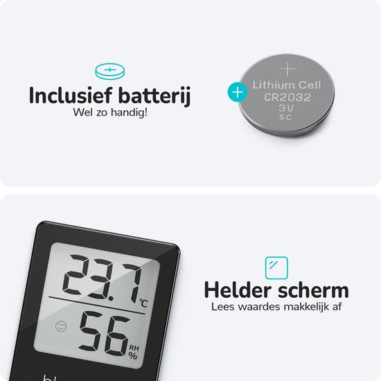 Hygromètre Bloomfold - Humidimètre - Station météo numérique - Thermomètre d'intérieur - Pile incluse
