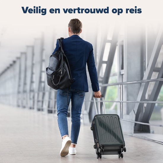 TRVLMORE Valise à main - 45L - Serrure TSA - Léger - Extensible - Trolley - 54x36x22cm - Vert foncé