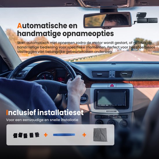 Dashcam pour voiture avant et arrière - 4K et 64GB - Double Dashcam - Capteur G et fonction Time-lapse - Noir - by Faas