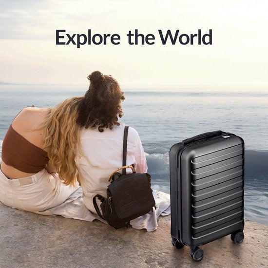 Nohrd Hand Luggage Suitcase - Black - Travel Suitcase with Wheels - 55x35x20 cm - Hand Luggage Trolley Lightweight - Travel Suitcases - Wheeled Trolley - Suitcases