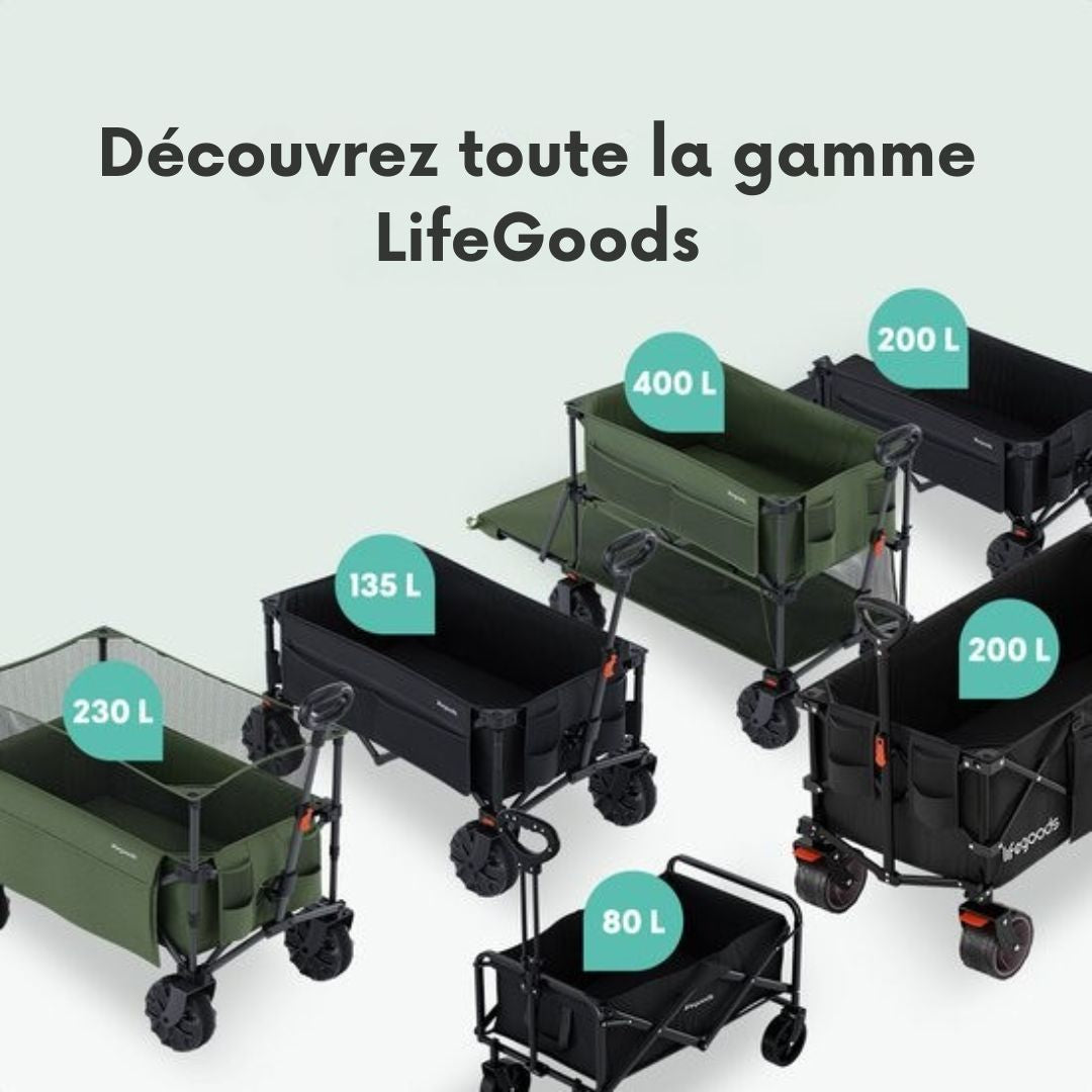 LifeGoods Wagon - 130KG - 200L - Pliable - Avec housse de protection - Vert